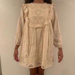 creamy beige floral Zara dress in a kids 13-14